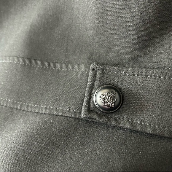 [s] Zara Black High Neck 3/4 Long Sleeve Peplum Blouse Top with Button Detail - Picture 10 of 13